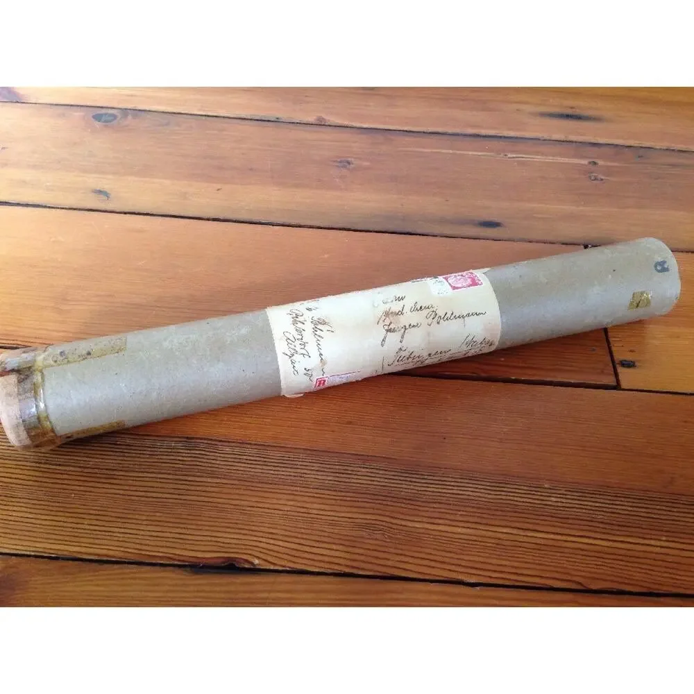 Vintage 1953 Mid Century German Germany Deutsche Post Cardboard Mailing Tube